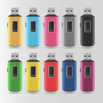 Set Of Vector Colorful Flash Drives Stock Illustration