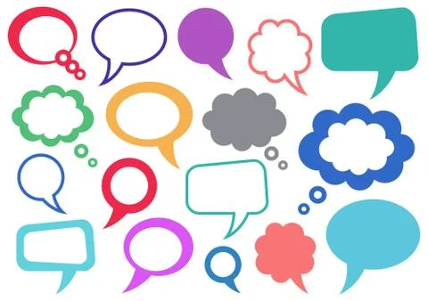 Set of vector colorful speech and thought bubbles 스톡 일러스트
