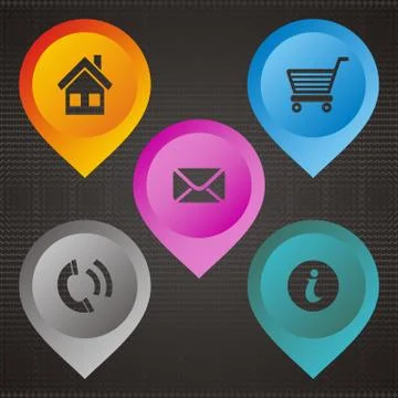 Set of vector colorful web buttons with icons Illustration