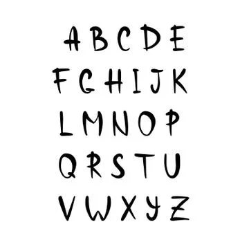 Set of vector comic style alphabet letters. Handwritten ABC. Capital letters Stock Illustration