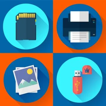 Set vector computer icons of photo print Stock-Illustration