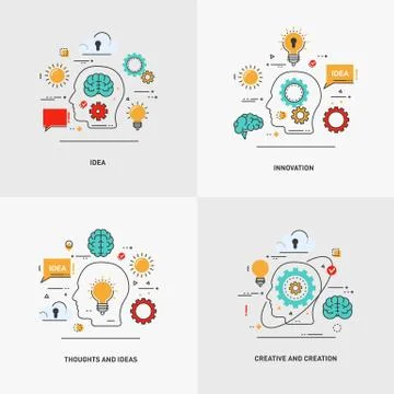 Set vector conceptual flat line illustrations. Stock Illustration