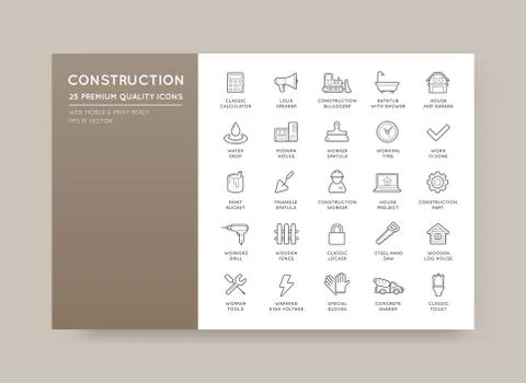 Set of Vector Construction Building Icons Home and Repair can be used as Logo Stock Illustration