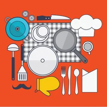 Set of vector cooking concept design flat line Stock Illustration