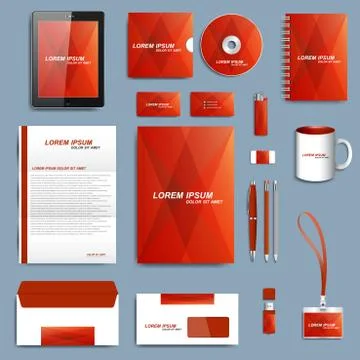 Set of vector corporate identity template. Modern business stationery mock-up 스톡 일러스트