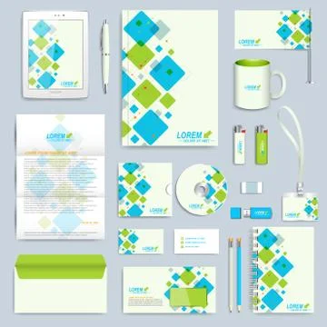 Set of vector corporate identity template. Modern business stationery mock-up Stock Illustration