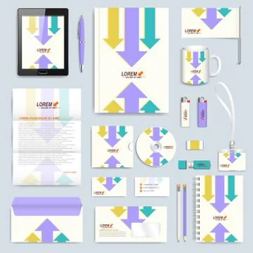 Set of vector corporate identity template. Modern branding stationery mock-up Stock Illustration