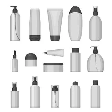 Set of vector cosmetic bottles, flat design Stock Illustration