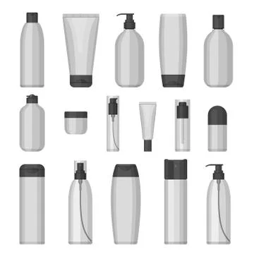 Set of vector cosmetic bottles, flat design Stock Illustration