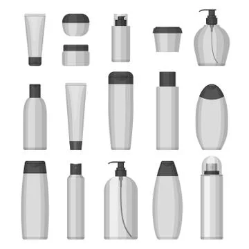 Set of vector cosmetic bottles, flat design Stock Illustration