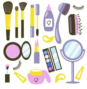 Set of vector cosmetics and beauty products. Flat illustration Stock Illustration