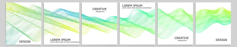 Set of vector cover notebook design. Abstract minimal waves gradient template Stock Illustration