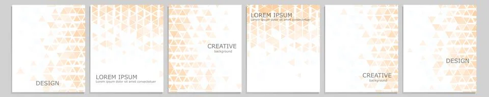 Set of vector cover notebook design. Abstract blue minimal triangles halftone Stock Illustration