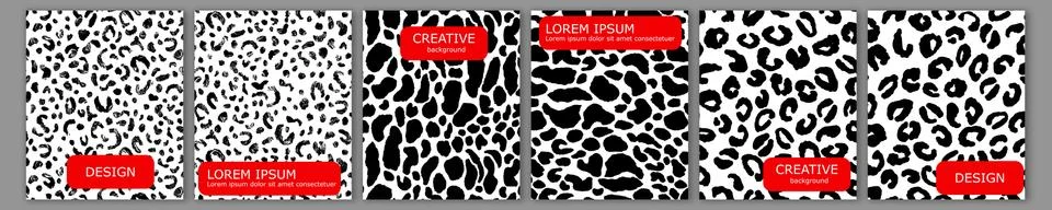 Set of vector cover notebook design. Abstract trendy animal leopard template Stock Illustration