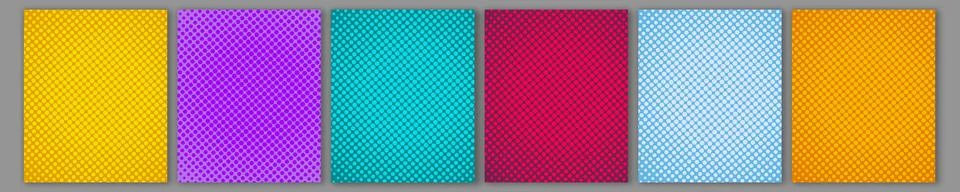 Set of vector cover notebook design. Abstract pop art dotted gradient template Stock Illustration