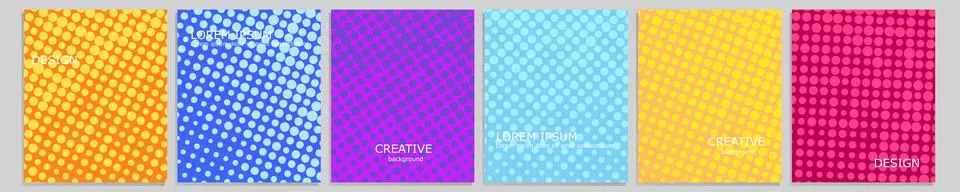 Set of vector cover notebook design. Abstract pop art dotted gradient template Stock Illustration