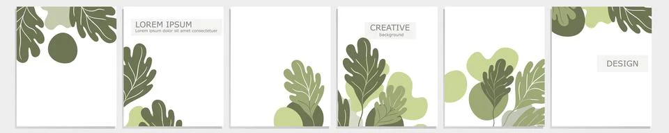 Set of vector cover notebook design. Abstract floral template design with green Stock Illustration
