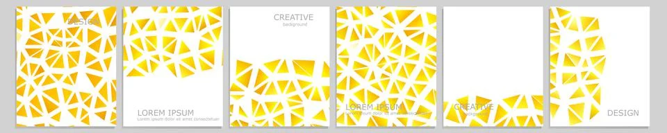 Set of vector cover notebook design. Abstract yellow minimal triangles halftone Stock Illustration