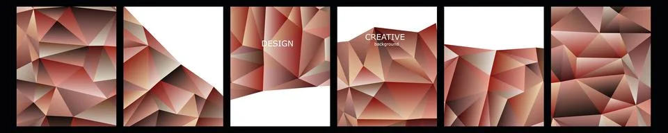 Set of vector cover notebook design. Abstract rainbow minimal triangles halftone Stock Illustration