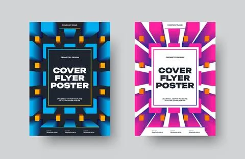 Set of vector covers with blue, pink dynamic frame, gradient design with wh.. Stock Illustration