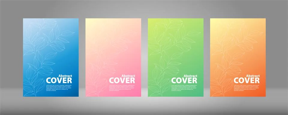 A set of vector covers with the image of leaves. Stock Illustration