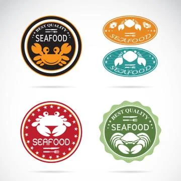 Set of vector an crab seafood label on white background Stock Illustration