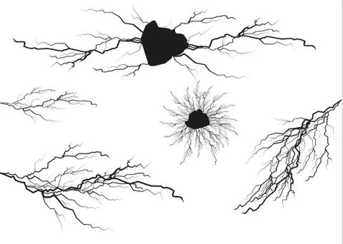 Set of vector cracks isolated on transparent background Stock Illustration