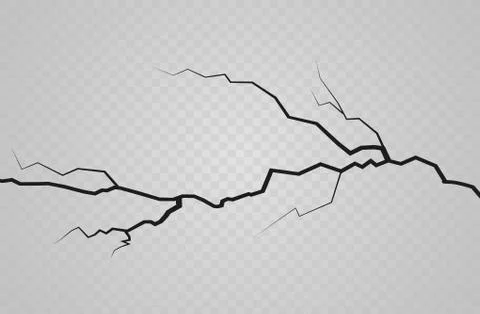 Set of vector cracks isolated on transparent background Stock Illustration