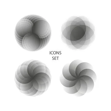 Set of vector creative icons - circle decorative elements, geometric design. Stockillustratie