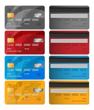 Set of Vector Credit Card two sides. Credit card vector illustration. Business Stock Illustration