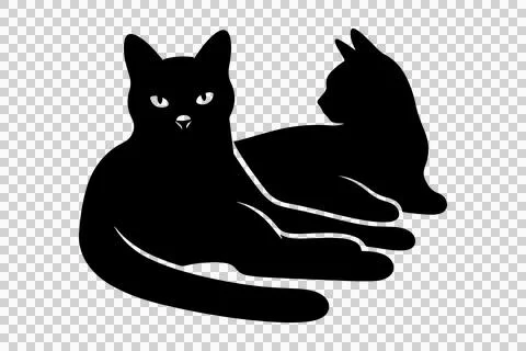 Set of vector cute cat silhouette Stock Illustration