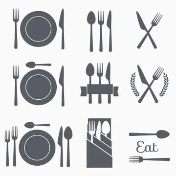 Set vector cutlery icons Stock Illustration
