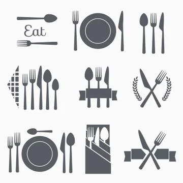 Set vector cutlery icons Stock Illustration