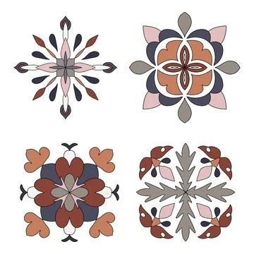 Set of Vector damask seamless pattern element. Collection Classical luxury old Stock Illustration