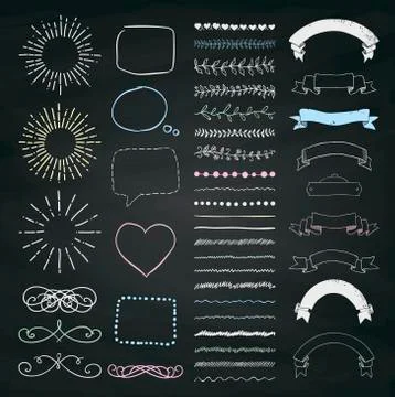 Set of Vector Decorative Hand Drawn Design Elements 스톡 일러스트