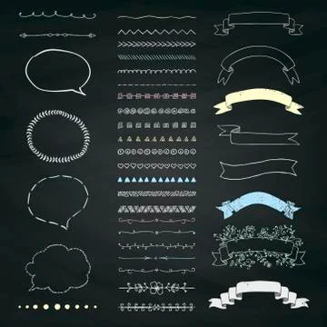 Set of Vector Decorative Hand Drawn Design Elements Illustrazione stock