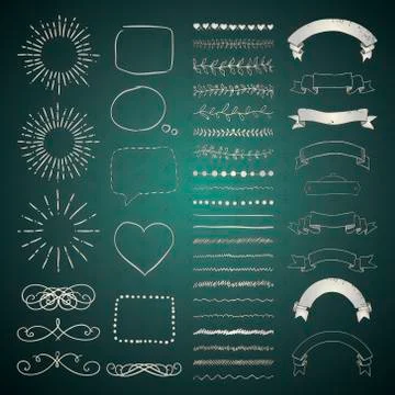 Set of Vector Decorative Hand Drawn Design Elements Illustrazione stock