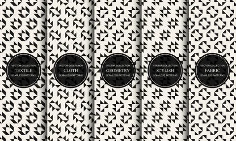 Set of vector decorative seamless patterns with geometric creative shapes Illustrazione stock