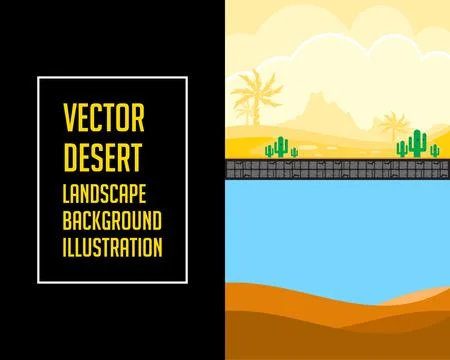 Set of Vector desert landscape background illustration Stock Illustration