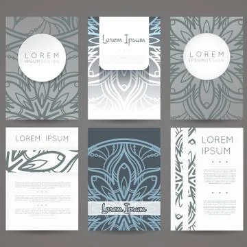 Set of vector design templates. Brochures in random colorful style. Vintage Stock Illustration