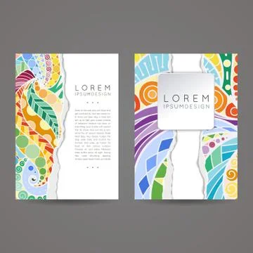 Set of vector design templates. Brochures in random colorful style. Vintage Stock Illustration