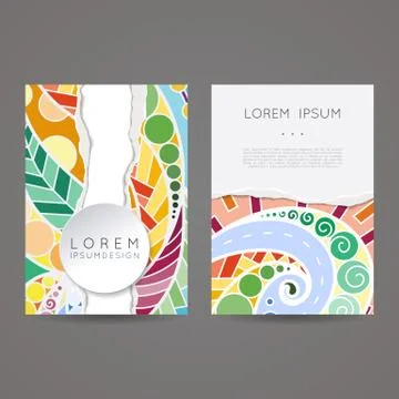 Set of vector design templates. Brochures in random colorful style. Vintage Stock Illustration