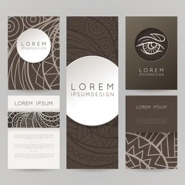 Set of vector design templates. Brochures in random colorful style. Vintage Stock Illustration