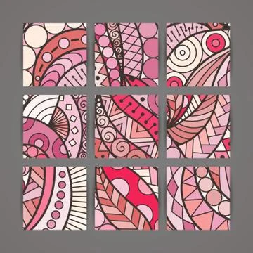 Set of vector design templates. Brochures in random colorful style. Vintage Stock Illustration