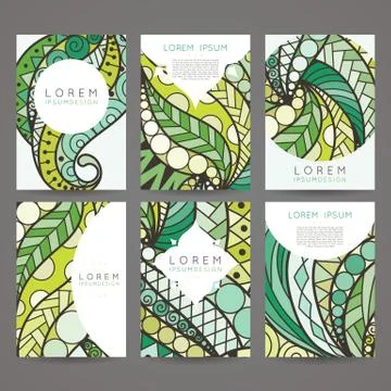 Set of vector design templates. Brochures in random colorful style. Vintage Stock Illustration