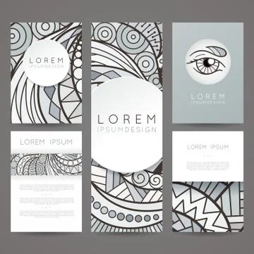 Set of vector design templates. Brochures in random colorful style. Vintage Stock Illustration