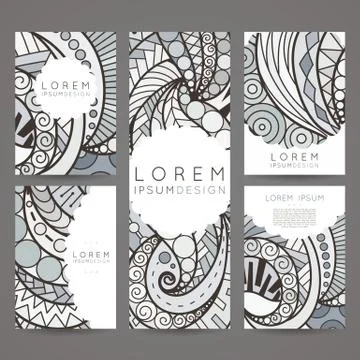 Set of vector design templates. Brochures in random colorful style. Vintage Stock Illustration