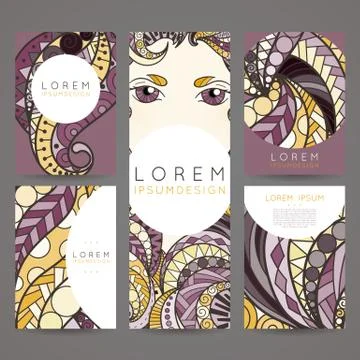 Set of vector design templates. Brochures in random colorful style. Vintage Stock Illustration