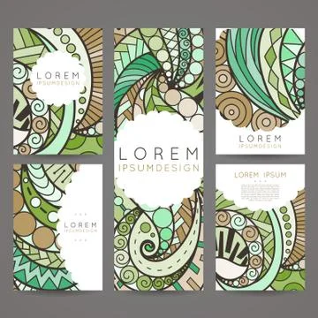 Set of vector design templates. Brochures in random colorful style. Vintage Stock Illustration