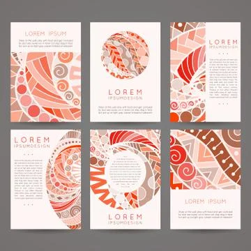 Set of vector design templates. Brochures in random colorful style. Vintage Stock Illustration